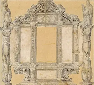 Drucke von Entwurf für das Rahmenwerk des ehemaligen Hochaltares von St. Martin in Messkirch, 1536 Kunst Der Nördlichen Renaissance Drucke: Entwurf für das Rahmenwerk des ehemaligen Hochaltars von St