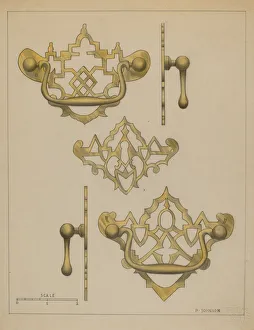 Schubladezug und Schlüsselplatte, um ca. 1936 von Philip Johnson geschaffen wurden