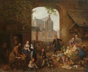 Zwei betrunkenen Männer am Markt nahe der Westerkerk in Amsterdam, 1821. Künstler: Peter Paul Joseph Noël