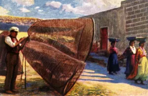 Cigarette Card Album Drucke: Drying the nets, Malta, c1928. Creator: Unknown