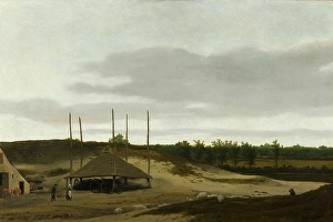 Rural Netherlands Scenery Drucke: Dune Landscape with Haystack, c1628-1669. Creator: Pieter Jansz Post