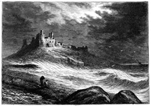 Dunstanburgher Burg, um 1850