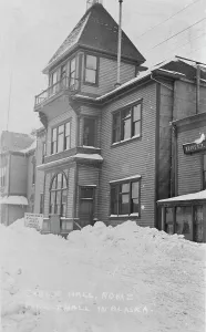Black And White Building Exterior Drucke: Eagle Hall, between c1900 and c1930. Creator: Unknown