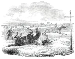 Horse Racing In Britain Drucke: The Earl of Wiltons fall, 1844. Creator: Unknown