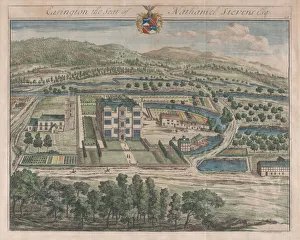 Hand Colored Etchings Drucke: Easington, The Seat of Nathaniel Stevens, [1712] reissued 1768. Creator: Johannes Kip