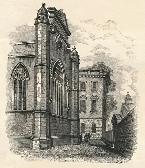 Cambridge Drucke: Der Osten des College Chapels von Peterhouse in Cambridge aus dem 19