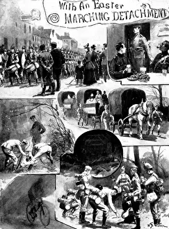 Black And White Army Images Drucke: With an Easter Marching Detachment, 1898. Creator: Unknown