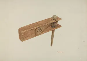 Kirchlicher Klatscher, um ca 1939 von R.J.De Freitas geschaffen wurde