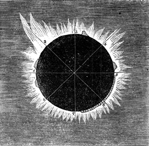 Die Sonnenfinsternis am 18. Juli in Spanien - die Finsternis wie sie von Herrn Thompson gesehen wurde... 1860. Schöpfer: Unbekannt.