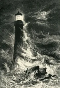 Black And White Images Drucke: Eddystone Lighthouse, c1870