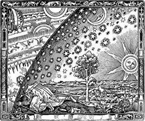 Die Kante des Firmaments (Flammarions Zeichnung). Von der Atmosphäre in L. Meteorologie für das Volk von Camille, Kunstwerk unbekannt