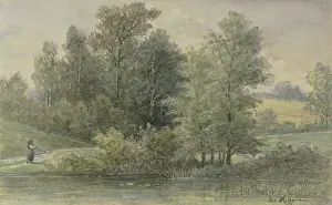 Staedel Museum Artworks Drucke: Edge of the forest with stream, c1882. Creator: Jacob Hoffmann