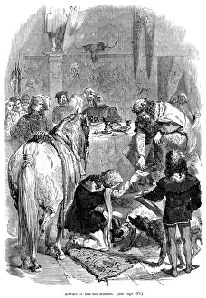 King Of England Portrait Drucke: Edward II and the minstrel
