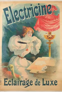 Fine Art Lithographs Drucke: Electricine. Eclairage de Luxe, 1895. Creator: Baylac, Lucien (1851-1913)