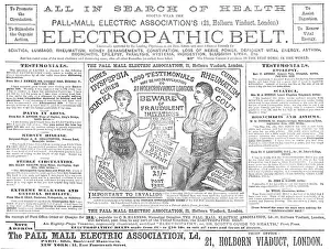 Illustrated London News Ad Drucke: Electropathic Belt, 1883. Creator: Unknown