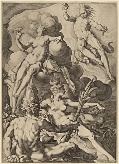 Allegorical Figures Drucke: The Four Elements, probably 1588. Creator: Jacob Matham