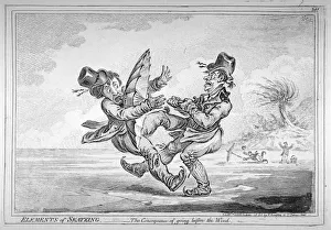 James Gillray Cartoons Drucke: Elements of Skateing. The consequence of going before the wind, 1805. Artist