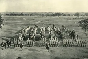 Black And White Elephant Photos Drucke: An Elephant Battery, Camp of Exercise, Rawal Pindi, c1890, (1901). Creator