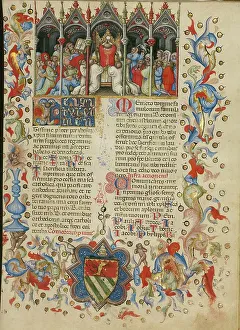 Gothic Church Architecture Drucke: The Elevation of the Host: Initial T: A Putto Between the Sun