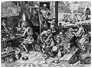 Drucke von Elixir des Lebens: Der Alchemist (1558), Kupferstichkabinett Berlin Pieter Bruegel Der Ältere Drucke: Das Elixier des Lebens: Der Alchemiste, 1558 (1956)