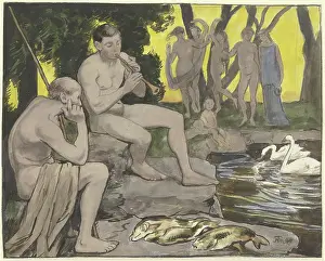 Hans Thoma Drucke: Die Elysischen Felder (Tanzerinnen), 1890. Künstler: Hans Thoma