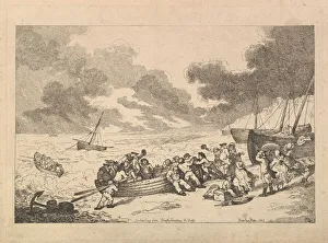 British Coastal Heritage Drucke: Embarking from Brighthelmstone to Diepp[e] (from, Imitations of Modern Drawings), 1787