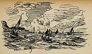 Claude Monet Drucke: Mundstellung an der Seine bei Honfleur, 1846. Künstler: Claude Monet