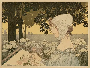 Colour Lithograph Poster Drucke: The Embroiderer, 1904