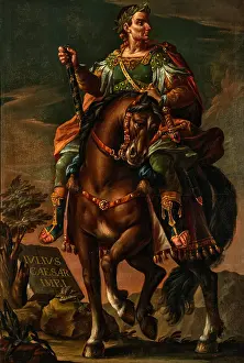 Ancient Roman Emperor Drucke: Emperor Julius Caesar on horseback