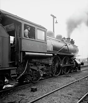Black And White Train Images Drucke: An Engineer at his post, c1904. Creator: Unknown