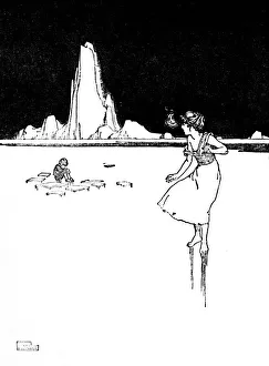 W Heath Robinson Illustration Drucke: She Entered the Large, Cold, Empty Hall, c1930. Artist: W Heath Robinson