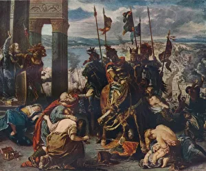 Drucke von Die Einnahme der Kreuzfahrer nach Konstantinopel Eugene Delacroix Drucke: Die Einnahme der Kreuzfahrer in Konstantinopel, 1840. Künstler: Eugène Delacroix