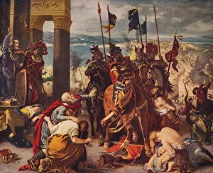 French Oil On Canvas Art Drucke: Entry of Crusaders into Constantinople, 1840, (c1915). Artist: Eugene Delacroix
