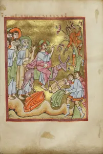 Der Einzug in Jerusalem; Benediktional, um 1030-1040. Schöpfer: Unbekannt.