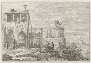 Giovanni Antonio Canal Artwork Drucke: The Equestrian Monument [upper right], c. 1735 / 1746. Creator: Canaletto