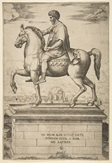 Roman Empire Heritage Images Drucke: Equestrian Statue of Marcus Aurelius, 1515-27. Creator: Marco Dente