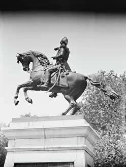 Black And White Equestrian Art Drucke: Equestrian statues in Washington, D.C. between 1911 and 1942. Creator: Arnold Genthe