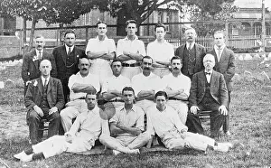 Australian Cricket Team Drucke: Eric Crew, middle back c1919. Creator: Murphy