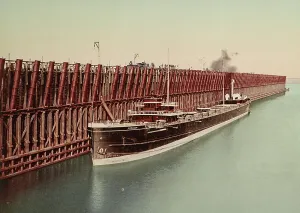 Vintage American Industry Drucke: The Escanaba ore docks, c1898. Creator: Unknown