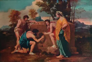 Drucke von In Arcadia ich auch (Die Bergler von Arcadie oder Die arcadischen Hirten), 1637-38, Gemälde im Musee du Louvre Paris; aus 'Der französische Genie' von Haldane Macfall Nicolas Poussin Drucke: In der Arkadien ich
