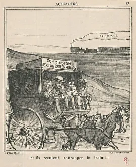 Railway Transportation History Drucke: Et ils veulent rattraper le train!!!, 19th century. Creator: Honore Daumier