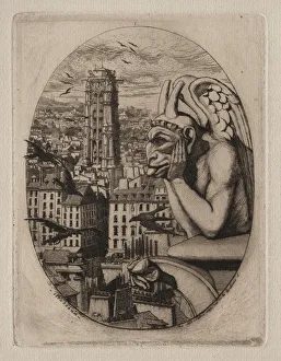 Charles Meryon Etchings Drucke: Etchings of Paris: The Gargoyle, 1853. Creator: Charles Meryon (French, 1821-1868)