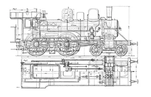 Black And White Railway Images Drucke: Example of Mechanical Drawing, 1901