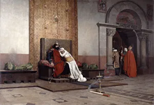 Drucke von Die Exkommunikation Robert des Pius 1875 Jean Paul Laurens Drucke: Die Enthauptung von Robert dem Frommen im Jahr 1875. Künstler: Jean-Paul Laurens