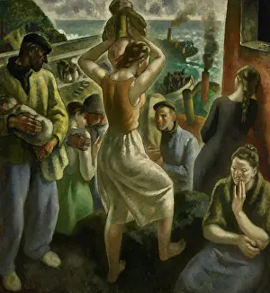 Spanish Civil War Art Drucke: The Exodus. Triptych of War, central panel
