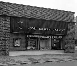 Kunsthandlung für elektrische Dienste Geschäftsfront in Plymouth, Devon 1961. Künstler: Michael Walters