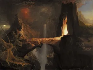 Christian Allegory In Art Drucke: Expulsion. Moon and Firelight, 1828. Creator: Thomas Cole