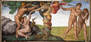 Drucke von Die Vertreibung aus dem Paradies (Dach des Sisilynen Daches im Vatikan), 1508-1512. Im Bestand der Sixtinischen Kapelle befindlich sich im Vatikan Michelangelo Drucke: Die Vertreibung aus dem Paradies (Dach des Sisilianischen Kapitels im Vatikan, 1508-1512)