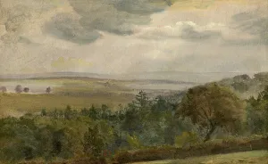 Victorian Era Oil Paintings Drucke: Extensive Landscape With Clouds, c1850. Creator: Lionel Constable
