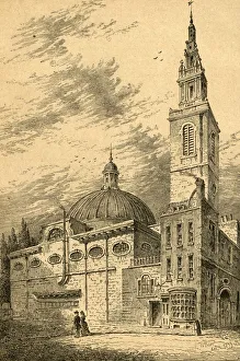 Äußeres von Sankt Stephanus am Walbrook im Jahr 1700 und 1897. Schöpfer unbekannt
